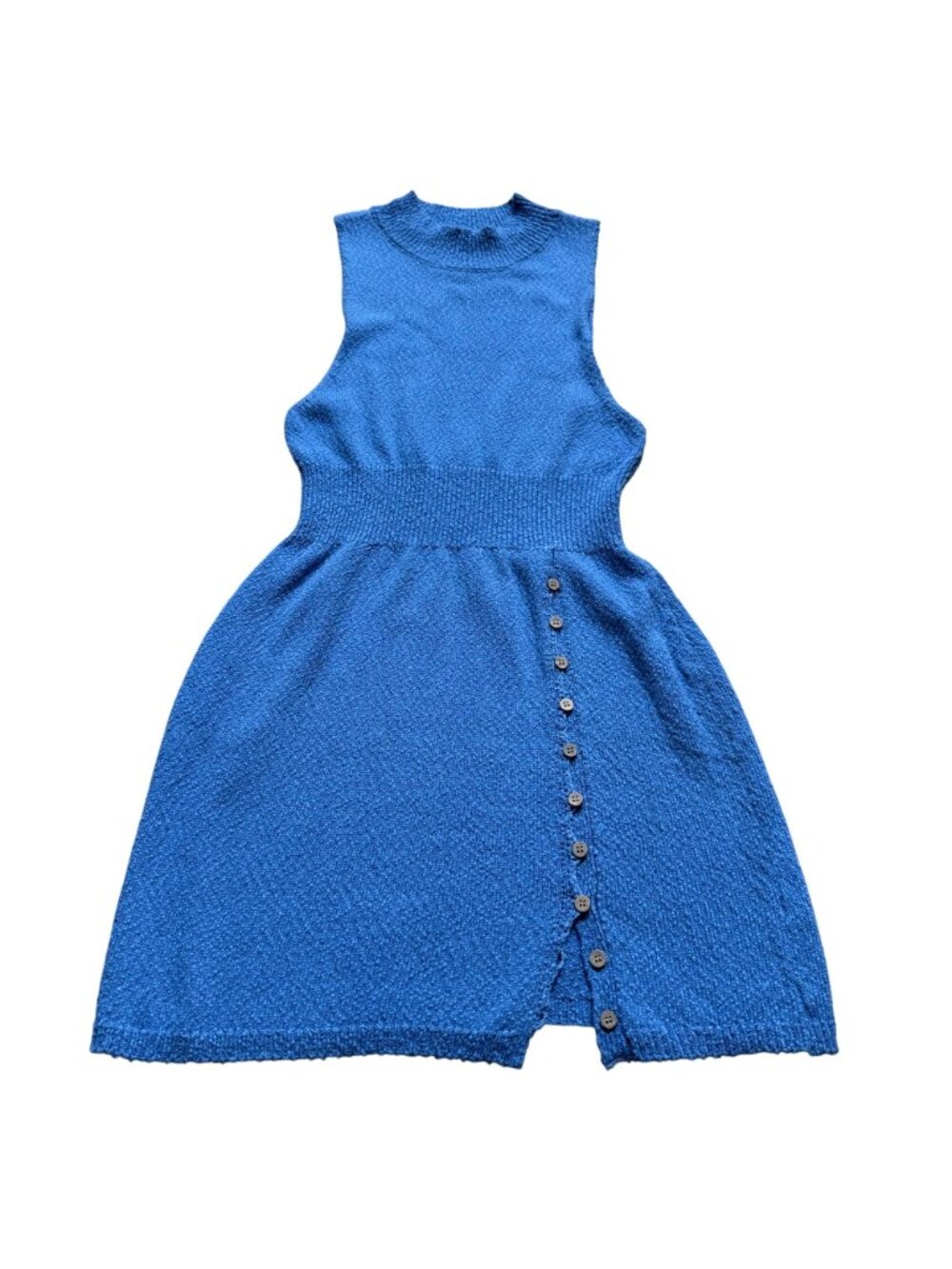 Free People Size S Blue Celeste Slim Fit Sleeveless Mock Neck Sweater Mini Dress - Picture 2 of 13